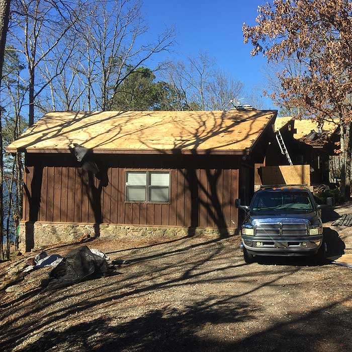 Residential roof being replaced