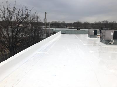 Newly installed TPO membrane on a commercial roof