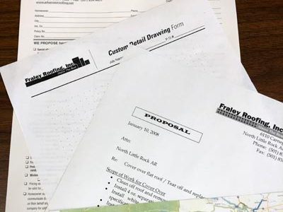Estimate Paperwork showing estimate
